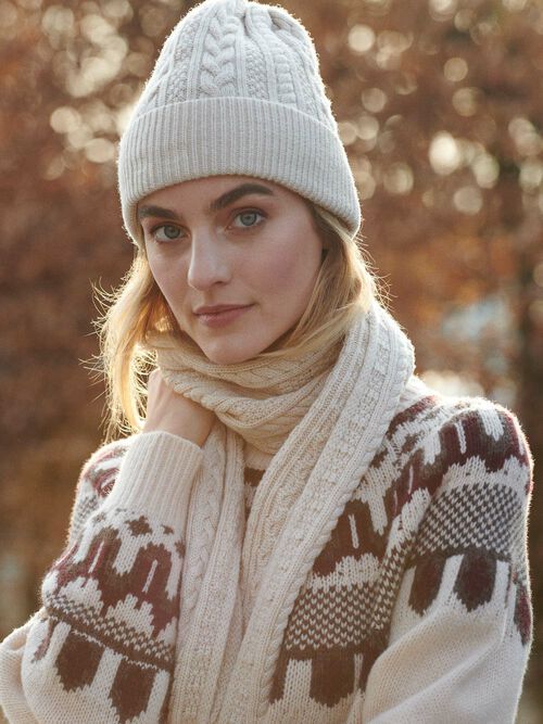 Warme kabelsjaal van merinowol - eén maat comfort