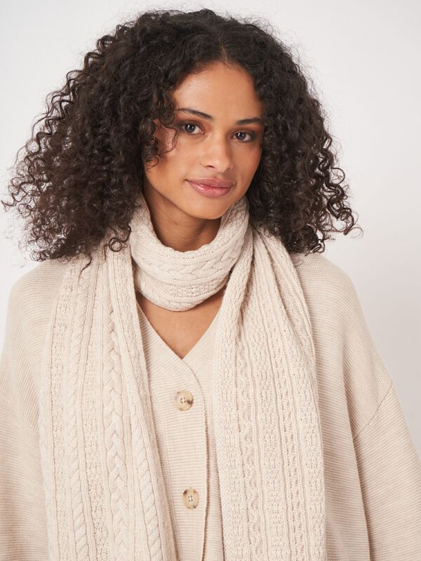 Warme kabelsjaal van merinowol - eén maat comfort image number 3