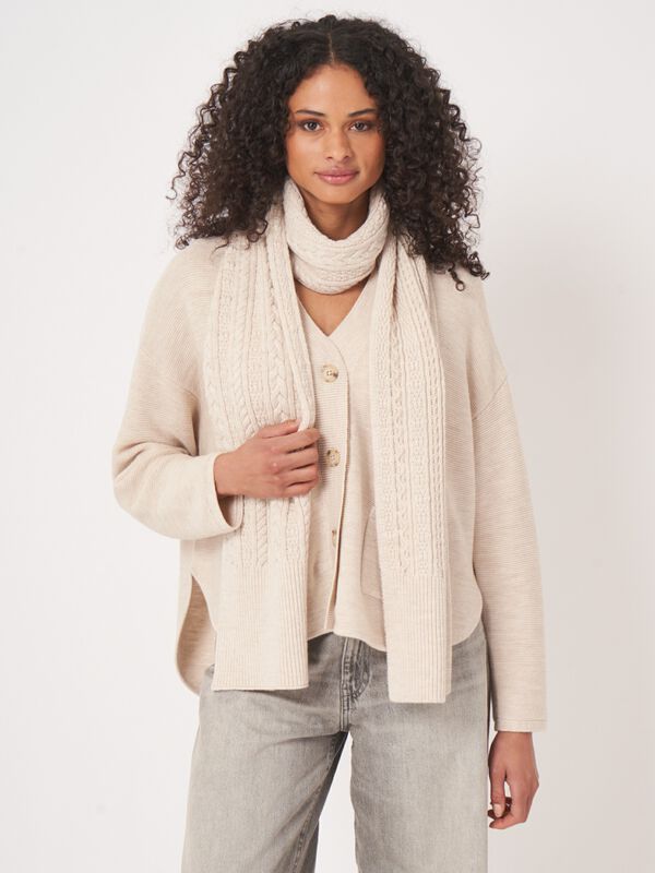 Warme kabelsjaal van merinowol - eén maat comfort image number 5