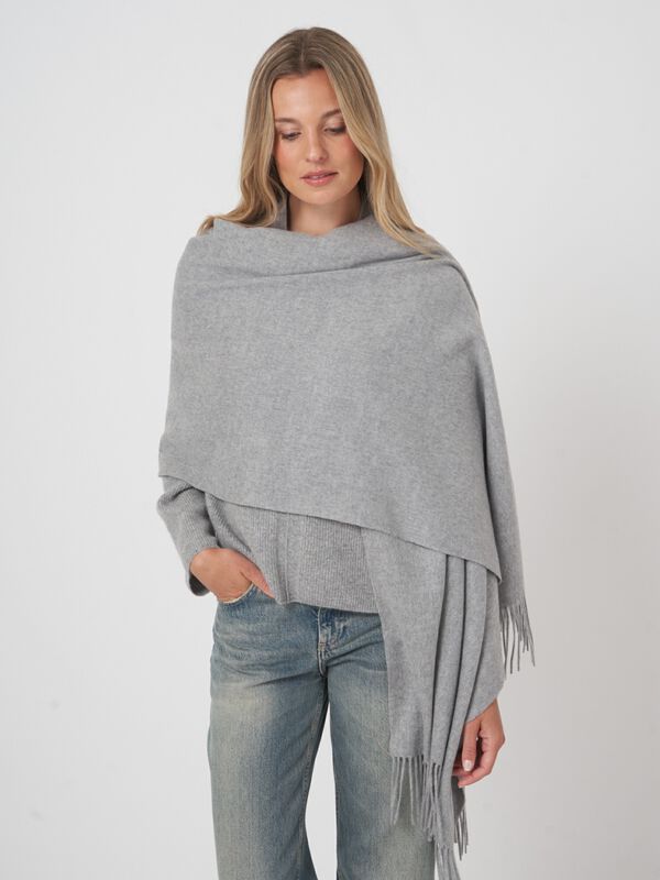 Geweven kasjmier omslagdoek met franjes image number 2