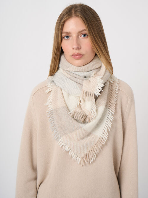 Lightweight Woven Cashmere Tonal Check Scarf