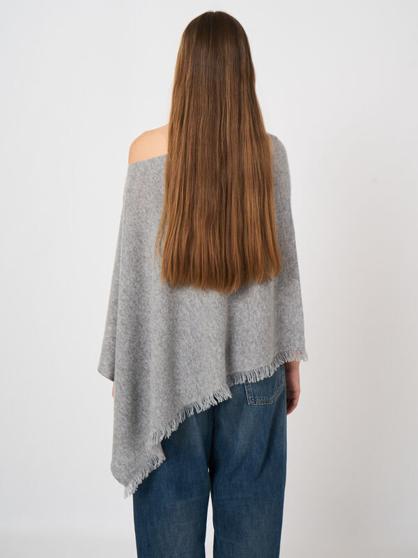 Feinstrick-Bio-Kaschmir-Poncho mit Fransen image number 2