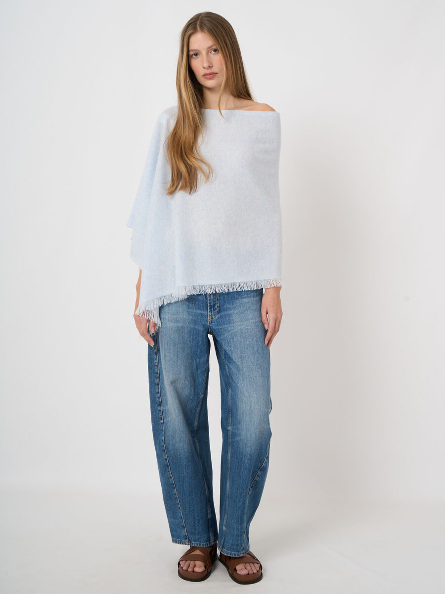 Poncho en cachemire bio, maille fine &agrave; franges image number 1