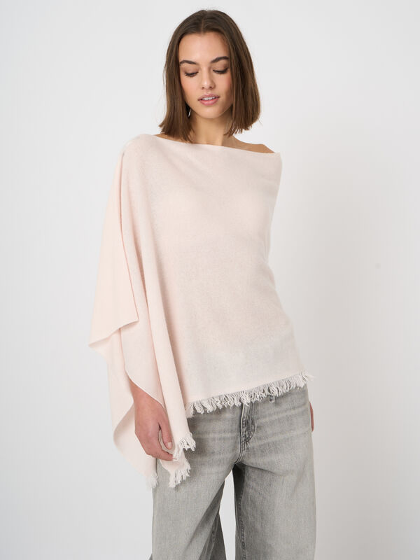Feinstrick-Bio-Kaschmir-Poncho mit Fransen image number 1