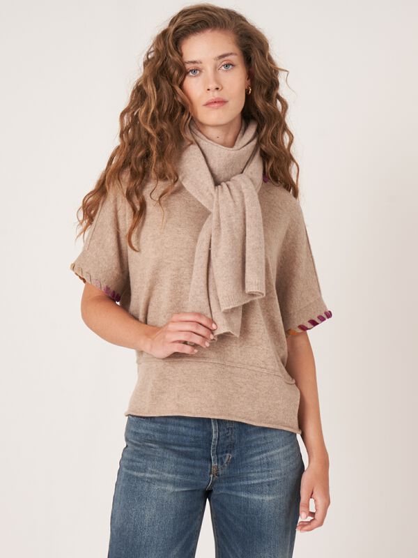 Organic cashmere fine-knit scarf image number 0