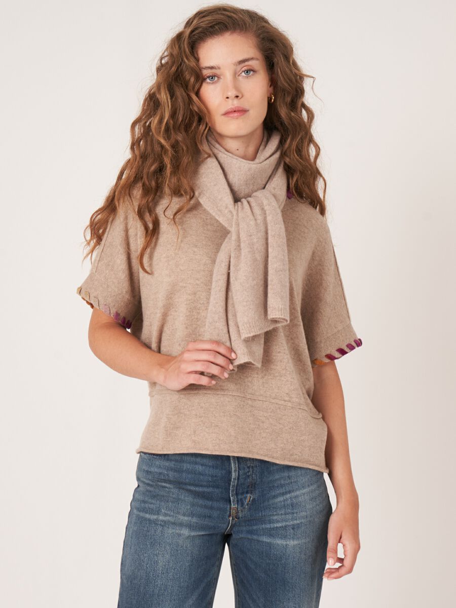 Fine knit organic cashmere scarf image number 0