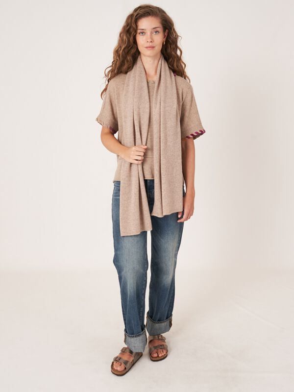 Organic cashmere fine-knit scarf image number 2