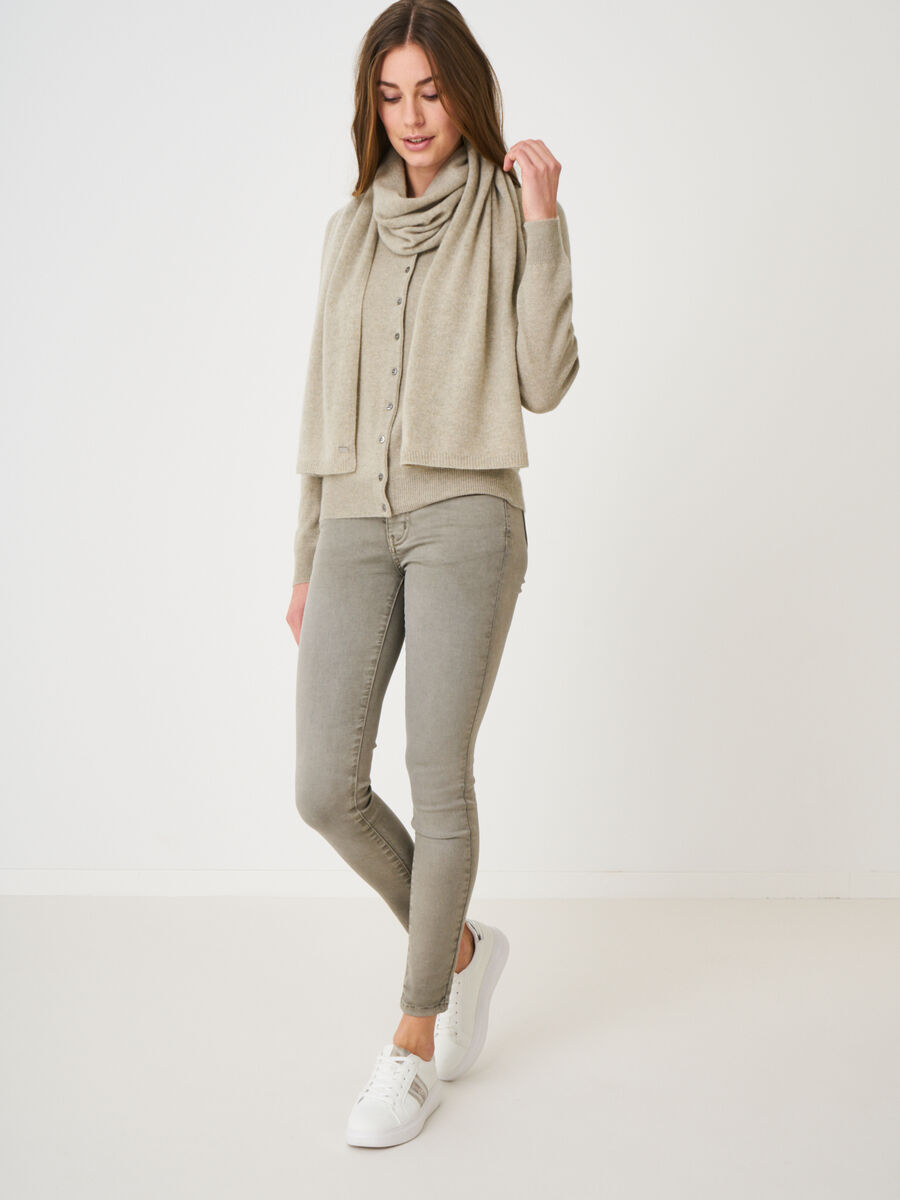 Fine knit organic cashmere scarf image number 136