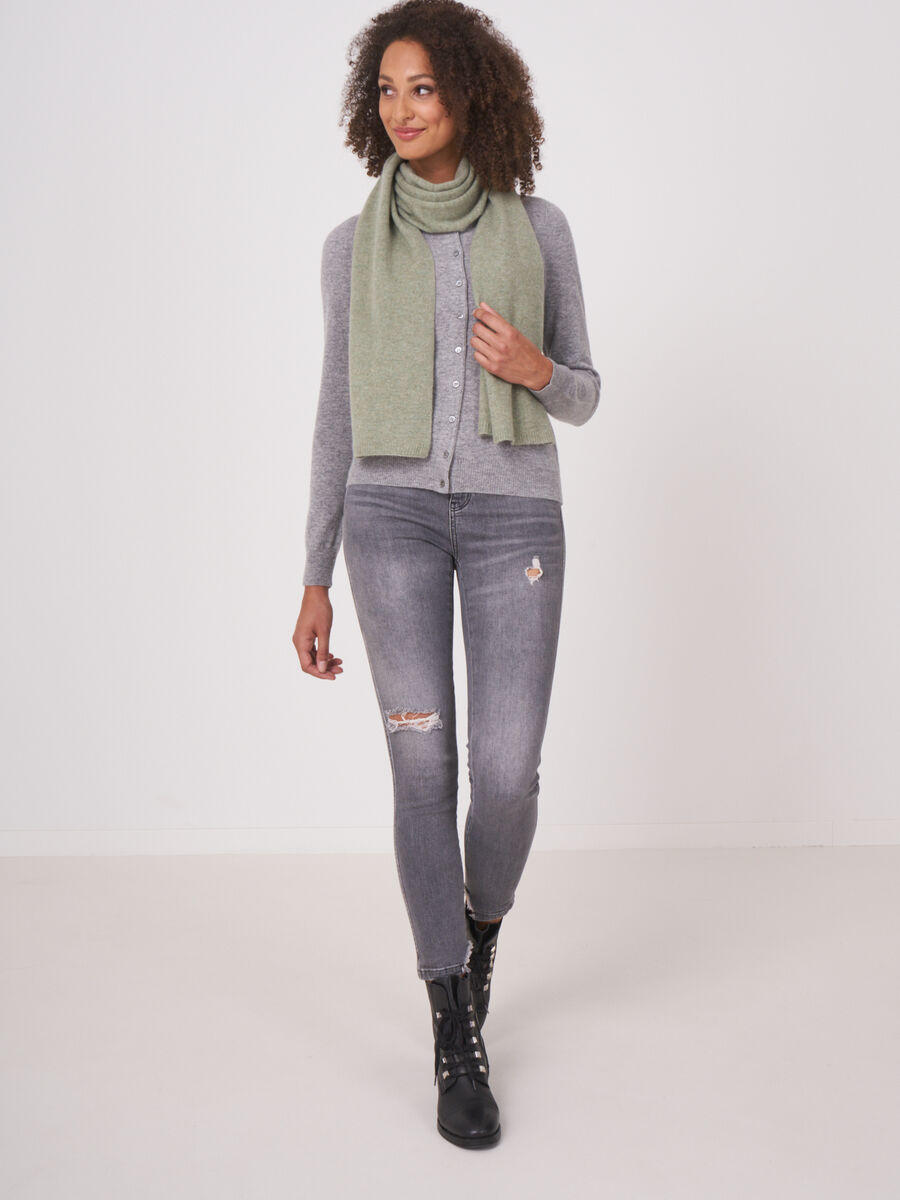 Fine knit organic cashmere scarf image number 172