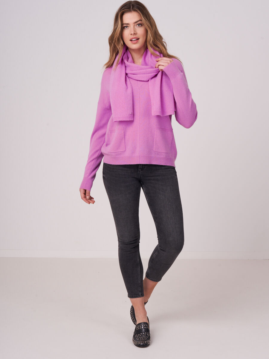 Fine knit organic cashmere scarf image number 220