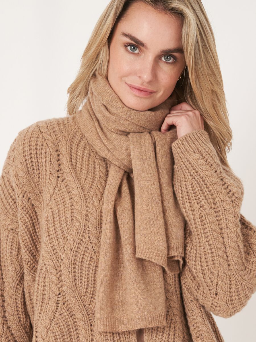 Fine knit organic cashmere scarf image number 105