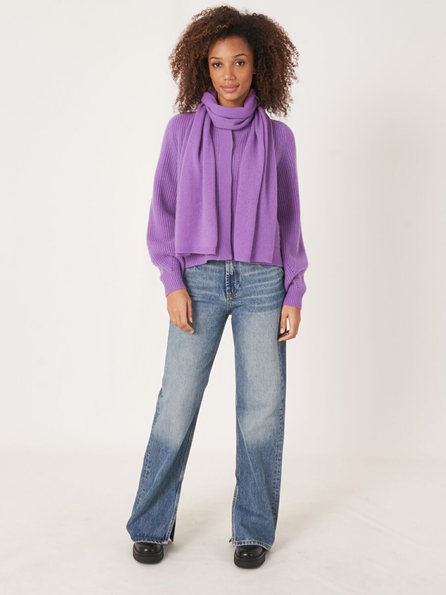 Fine knit organic cashmere scarf image number 110