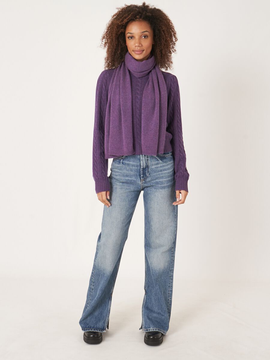 Fine knit organic cashmere scarf image number 114