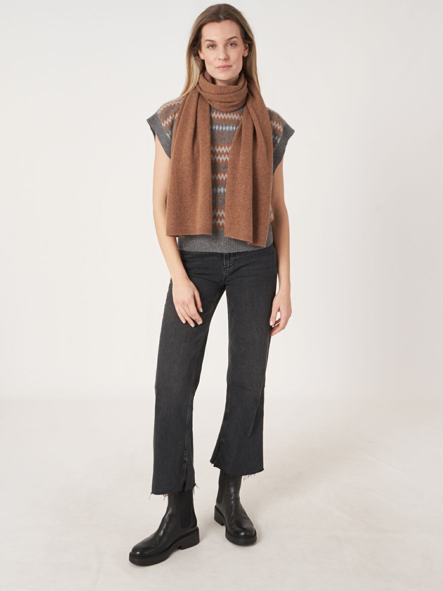 Fine knit organic cashmere scarf image number 123