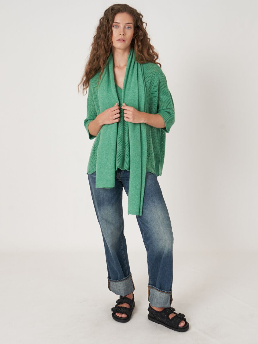 Fine knit organic cashmere scarf image number 86