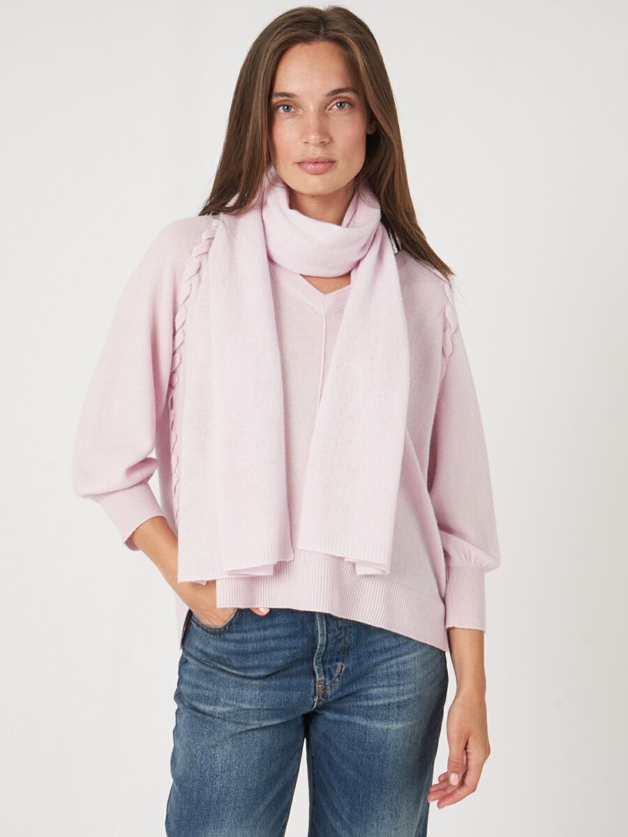 Fine knit organic cashmere scarf image number 87
