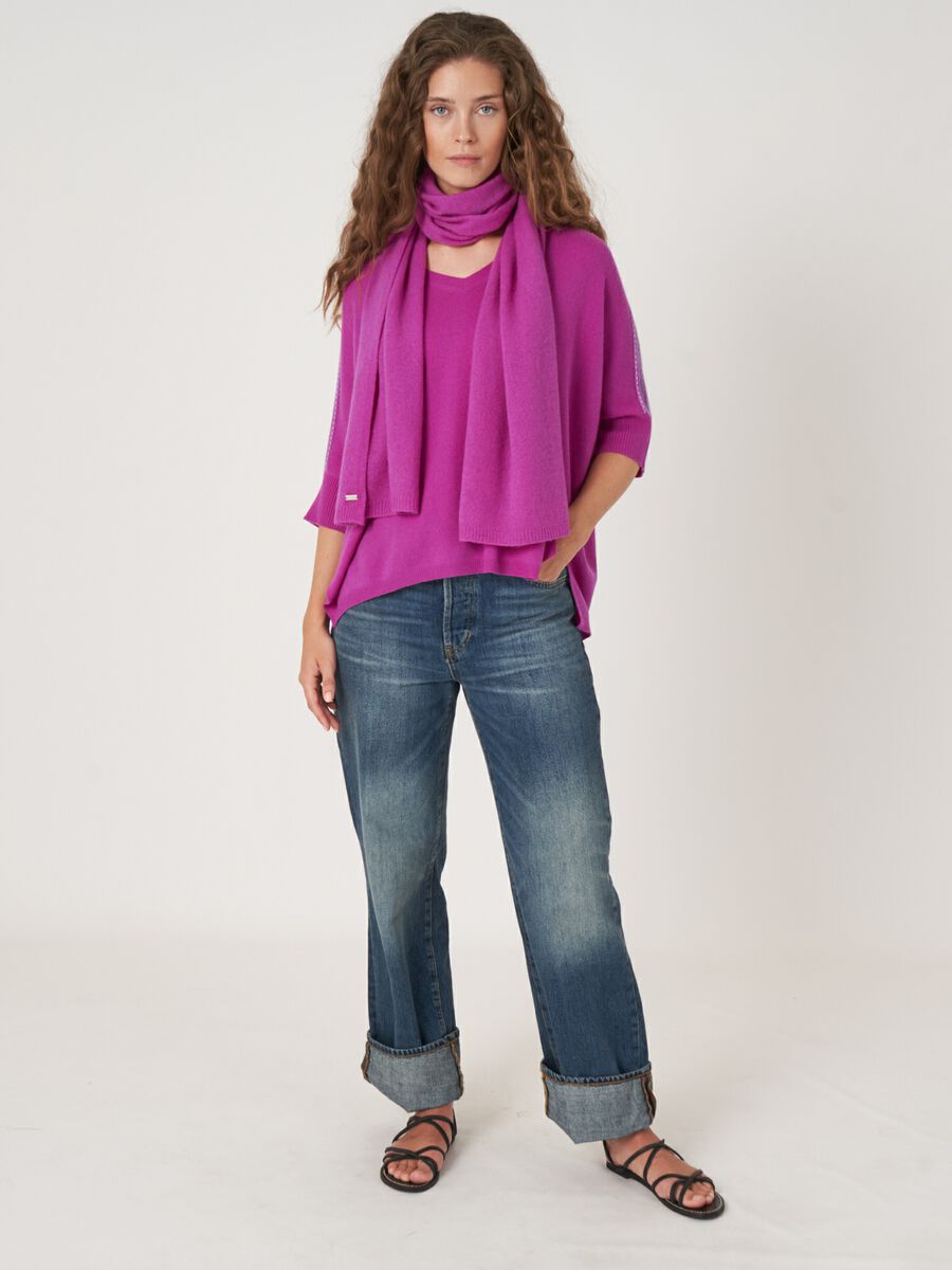 Fine knit organic cashmere scarf image number 95