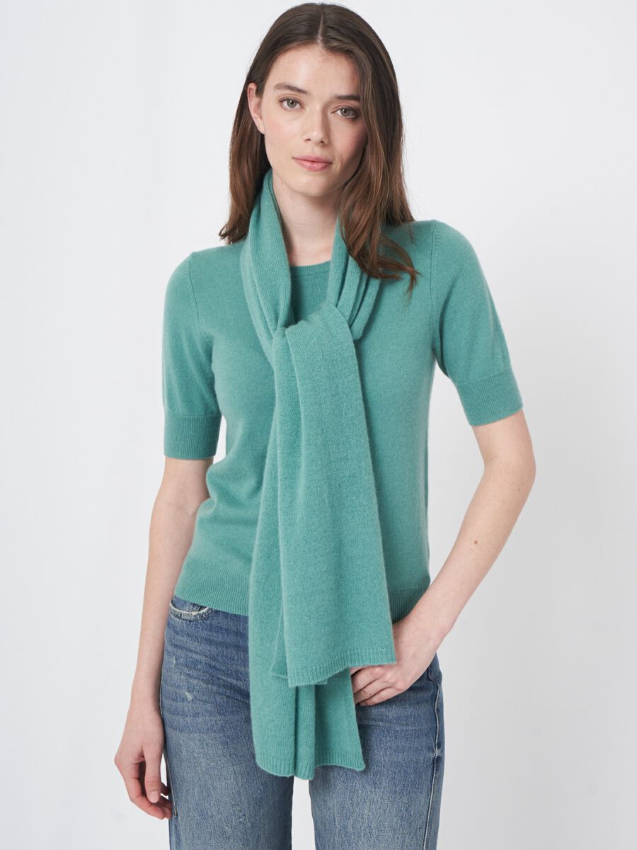 Fine knit organic cashmere scarf image number 78