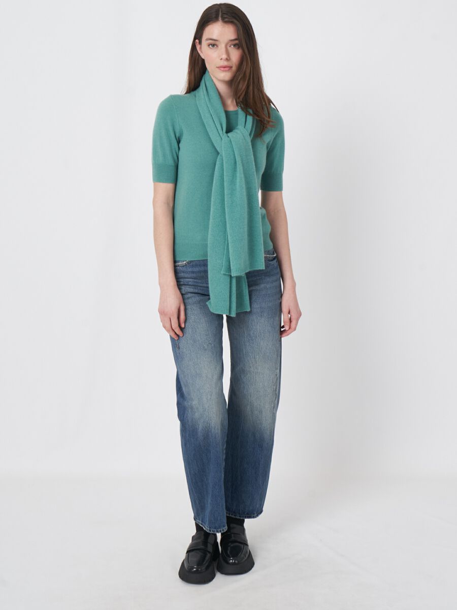 Fine knit organic cashmere scarf image number 80