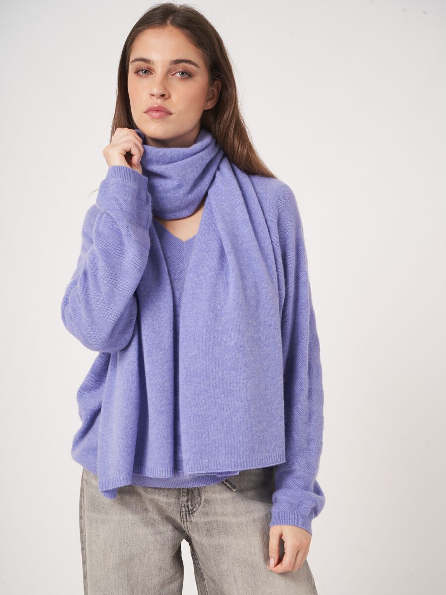 Fine knit organic cashmere scarf image number 60