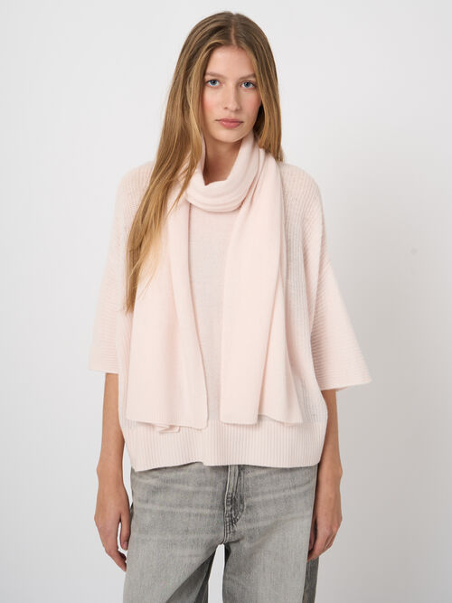 Organic cashmere fine-knit scarf