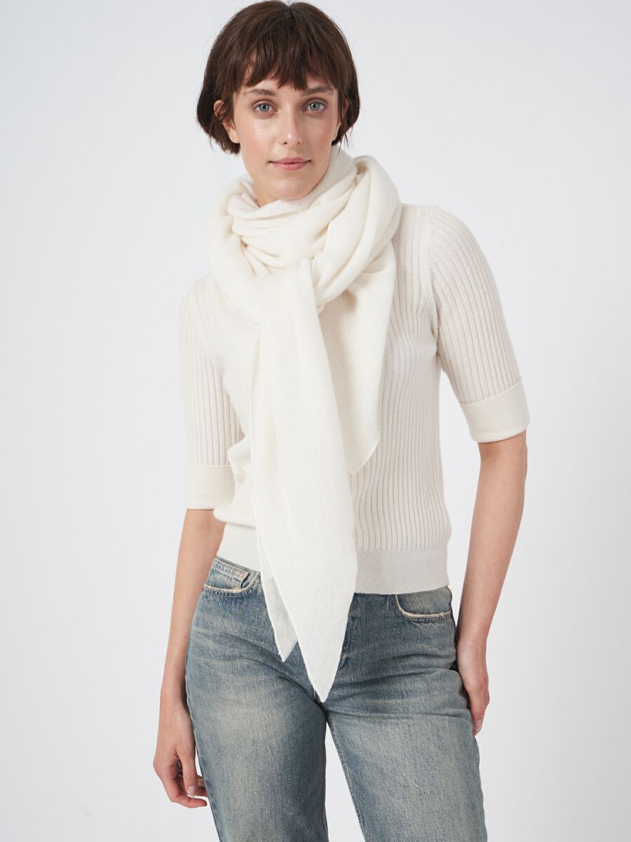 Fine knit organic cashmere triangular scarf image number 0