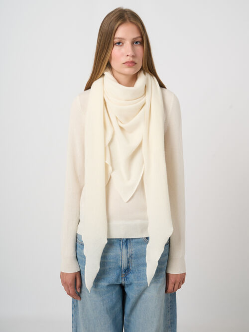 Fine knit organic cashmere triangular scarf