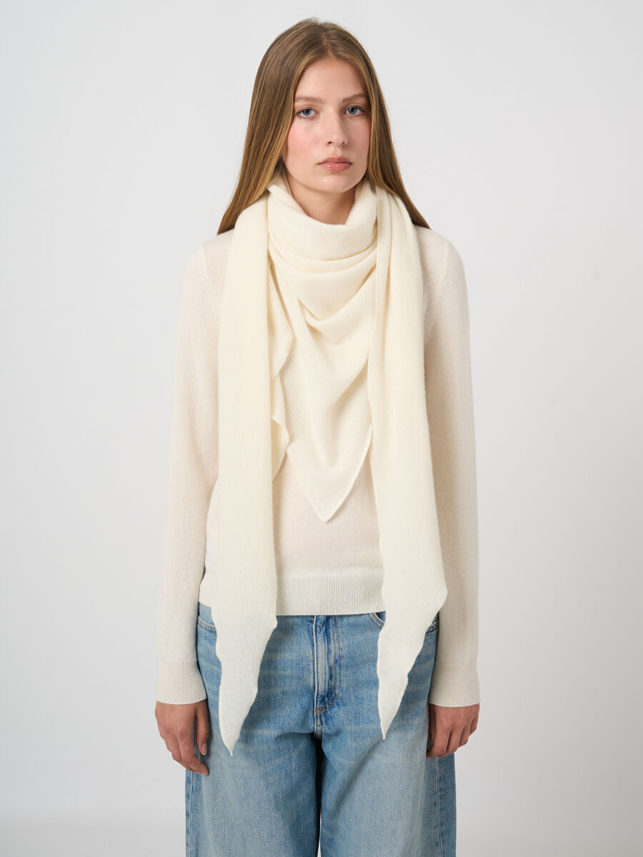Fine knit organic cashmere triangular scarf image number 0