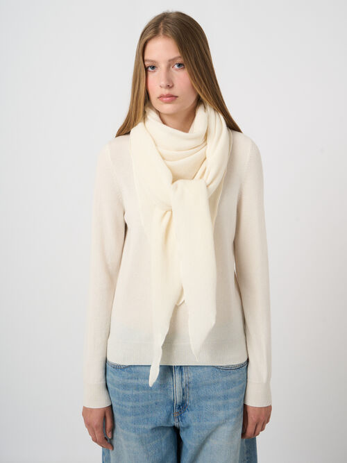 Fine knit organic cashmere triangular scarf