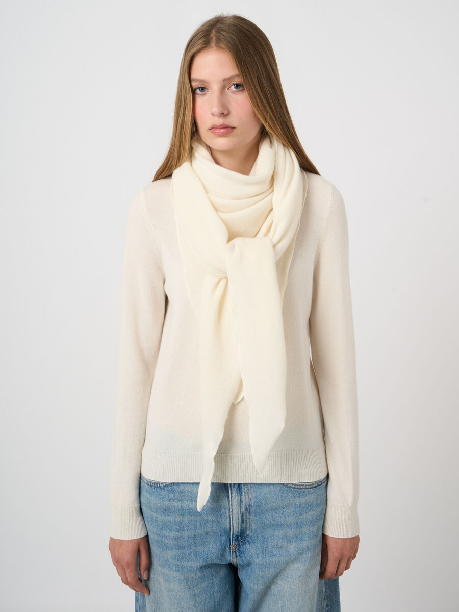 Fine knit organic cashmere triangular scarf image number 1