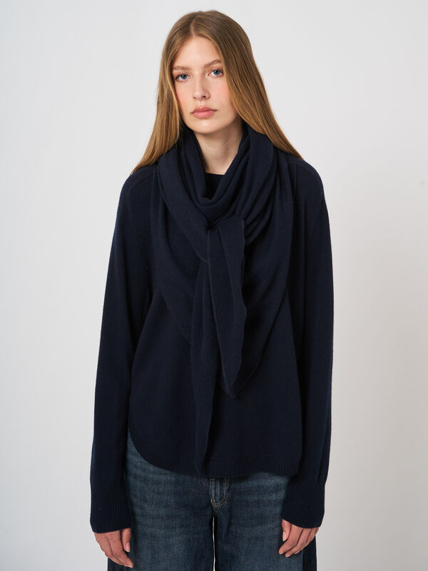 Fine-Knit Cashmere Triangular Scarf image number 0