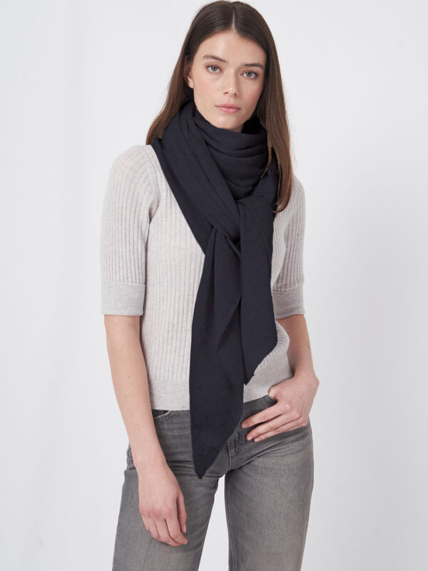 Fine knit organic cashmere triangular scarf image number 4
