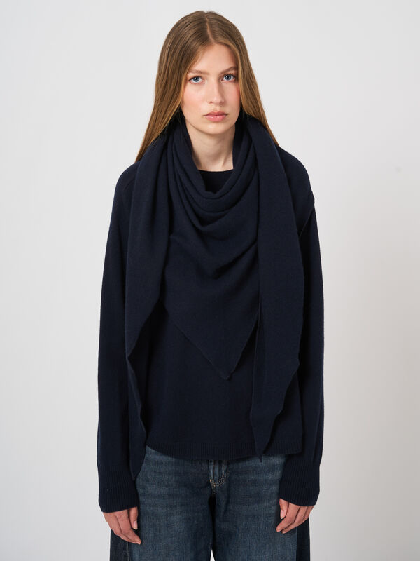 Fine-Knit Cashmere Triangular Scarf image number 1