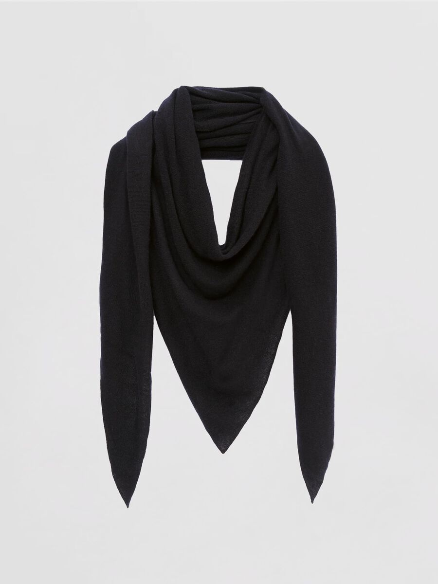 Fine knit organic cashmere triangular scarf image number 0