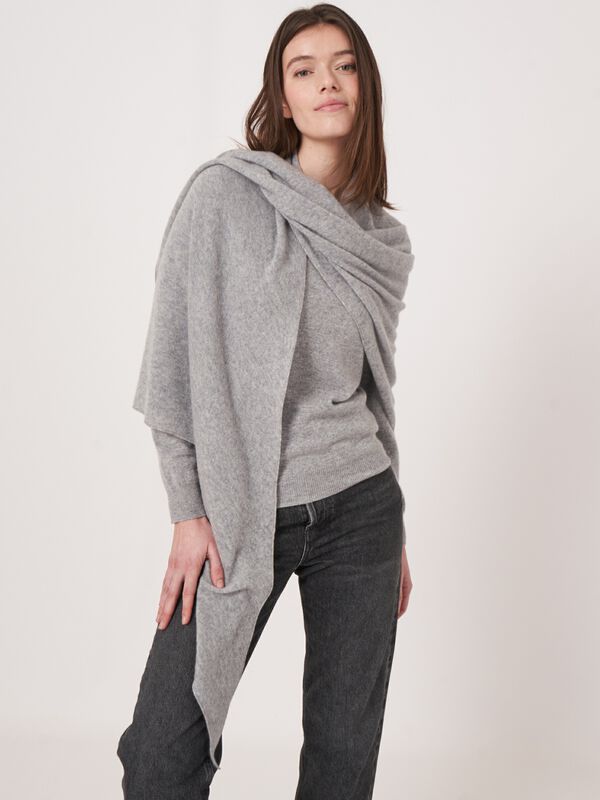 Fine knit organic cashmere triangular scarf image number 0