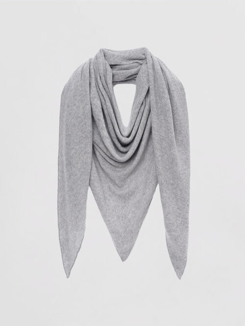 Fine knit organic cashmere triangular scarf
