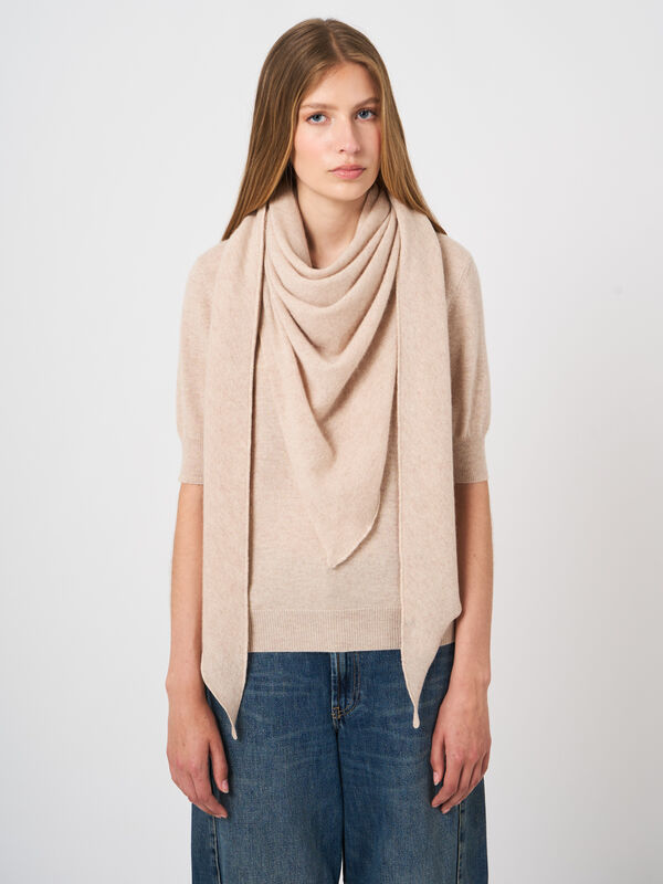 Foulard triangulaire femme &mdash; maille fine & cachemire repeat image number 0