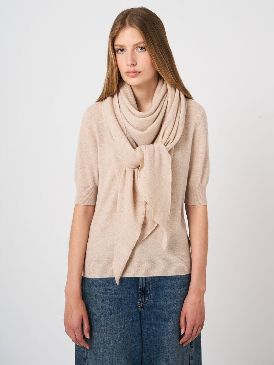 Foulard triangulaire femme &mdash; maille fine & cachemire repeat image number 2