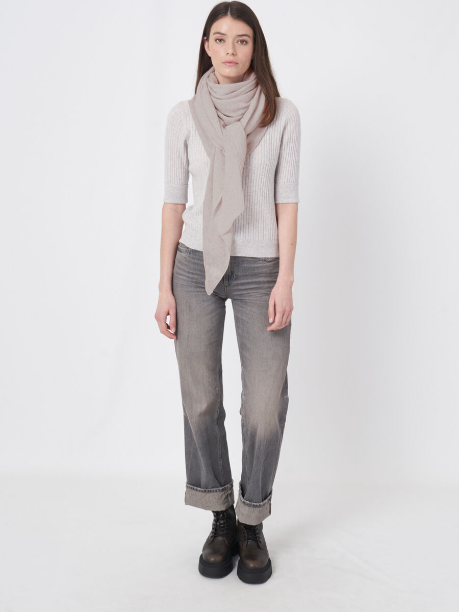 Fine knit organic cashmere triangular scarf image number 0