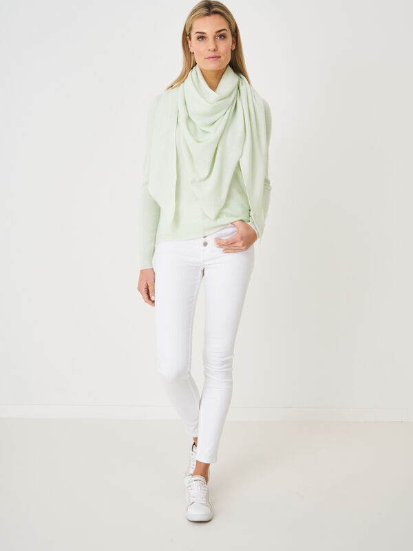 Fine knit organic cashmere triangular scarf image number 83