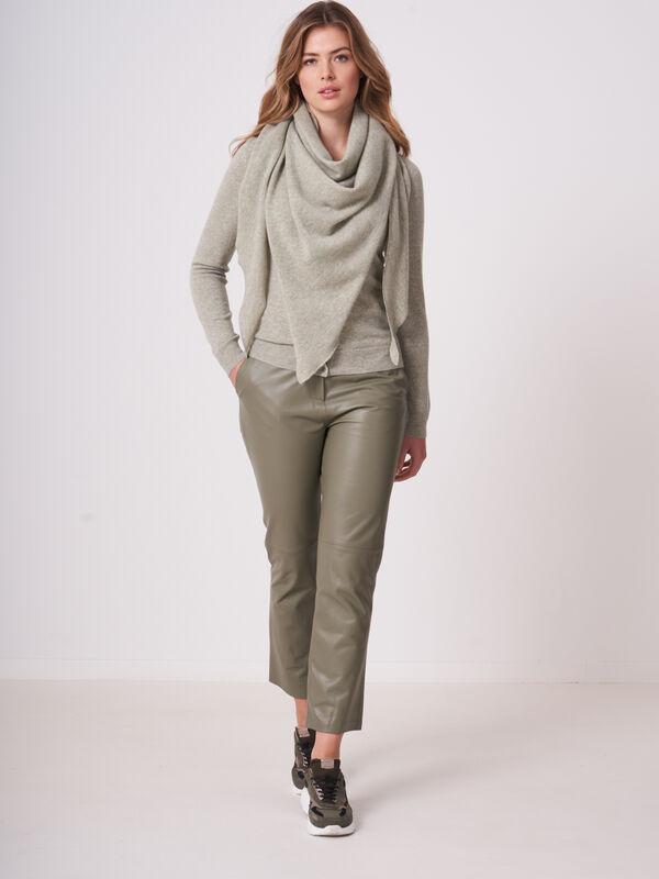 Fine knit organic cashmere triangular scarf image number 111