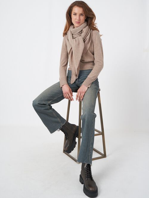 Fine knit organic cashmere triangular scarf