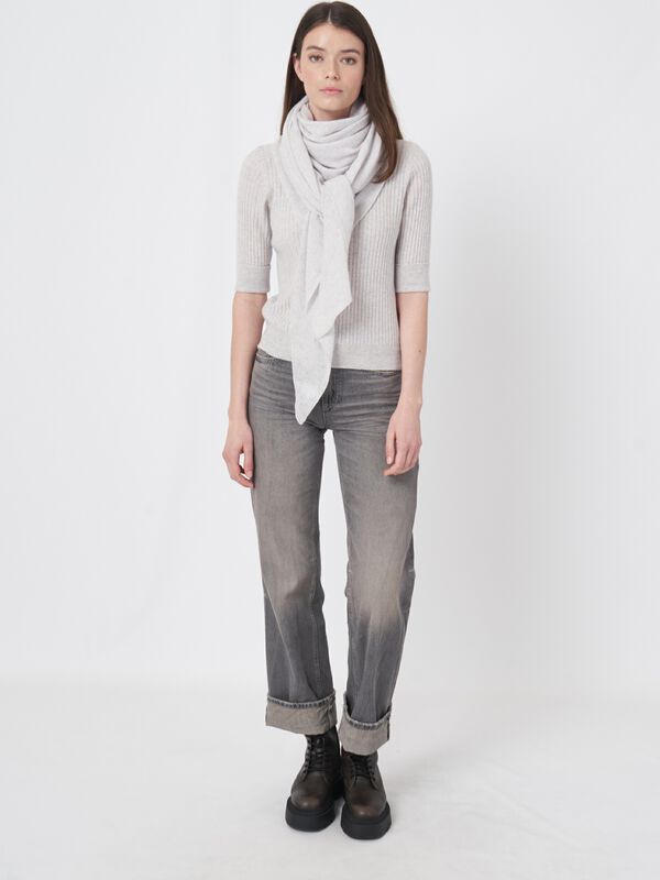 Fine knit organic cashmere triangular scarf image number 2