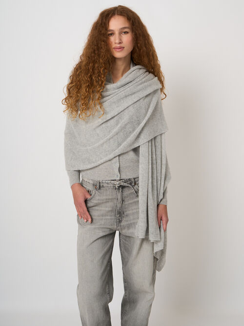 Oversized loose-knit organic cashmere scarf