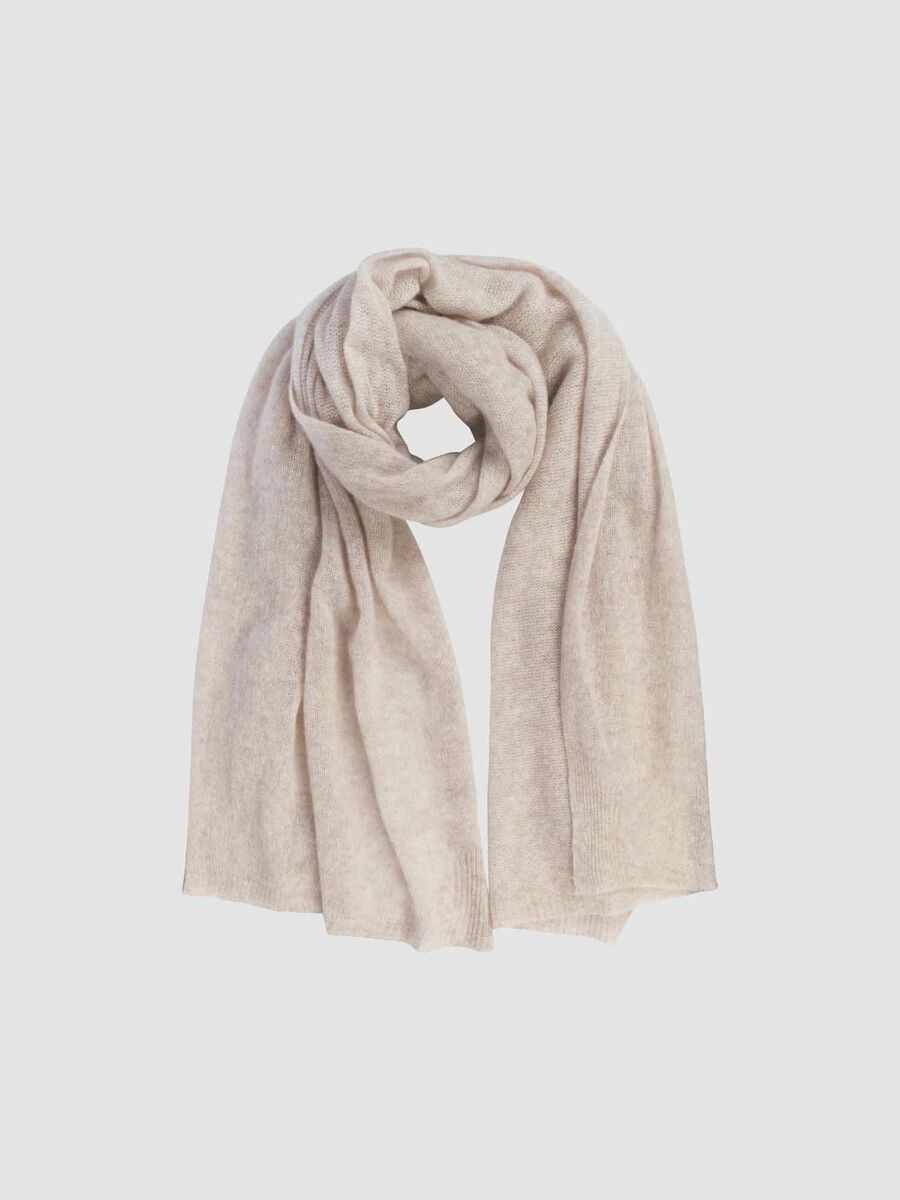 Loose knit organic cashmere scarf with rib details image number 0