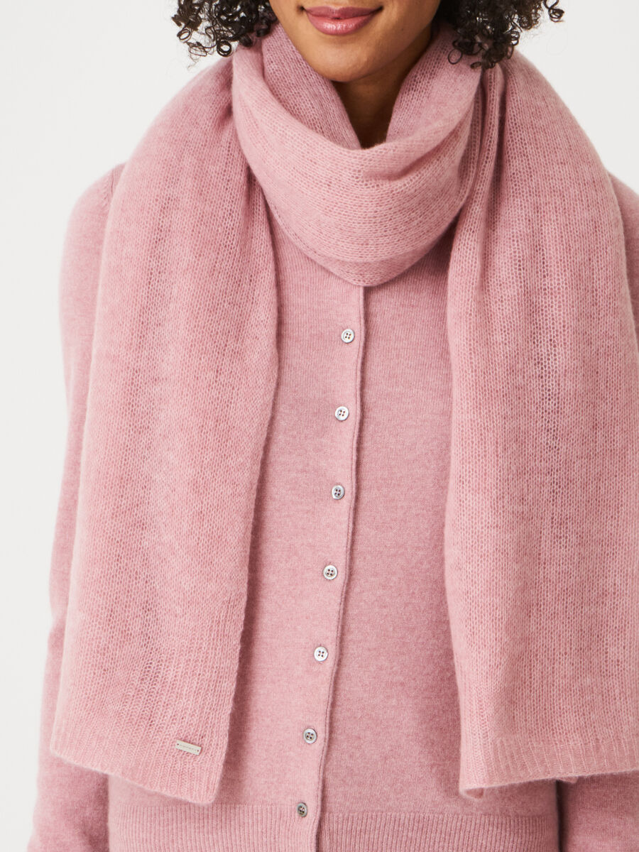 Loose knit organic cashmere scarf with rib details image number 161