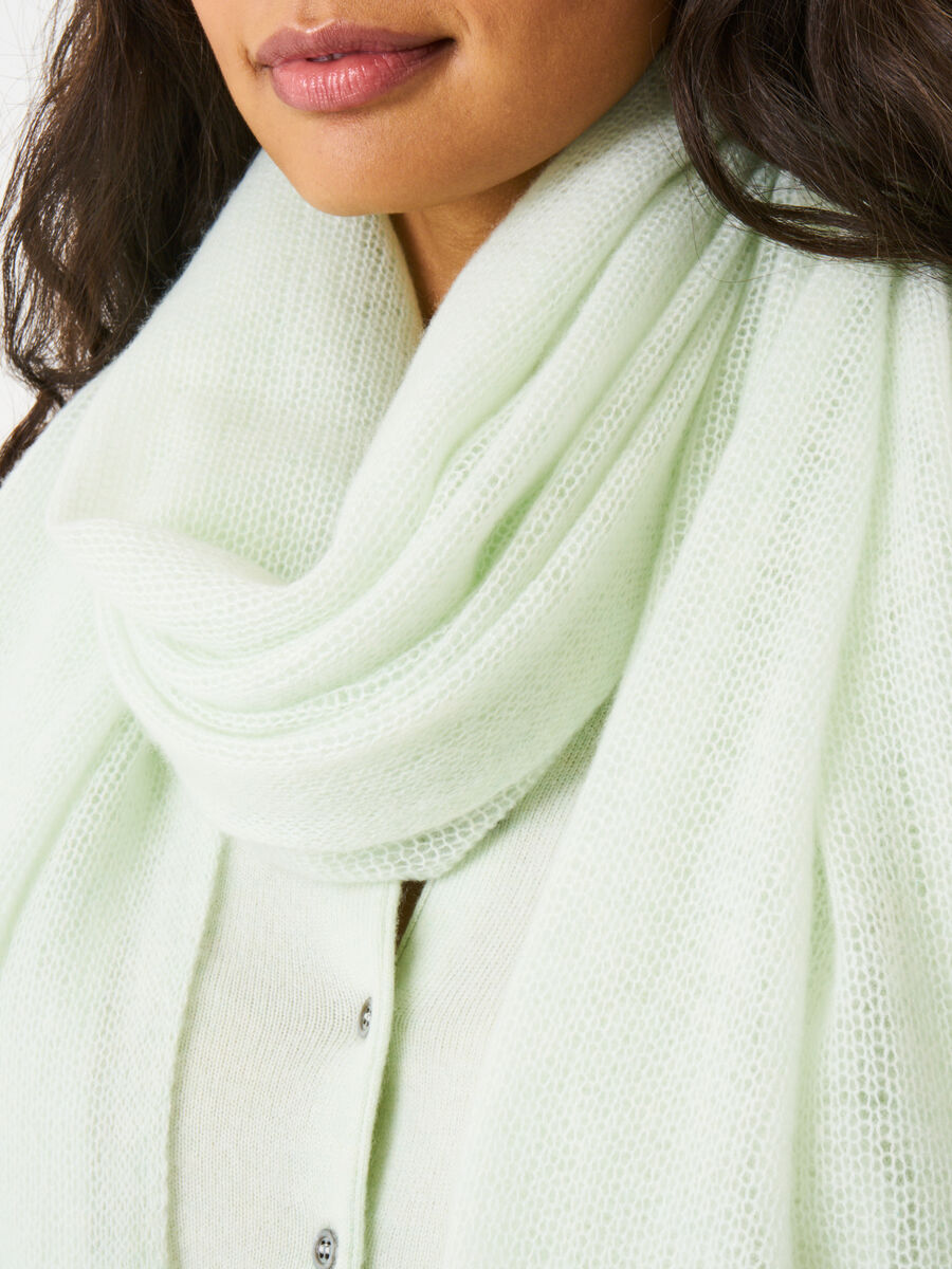 Loose knit organic cashmere scarf with rib details image number 164