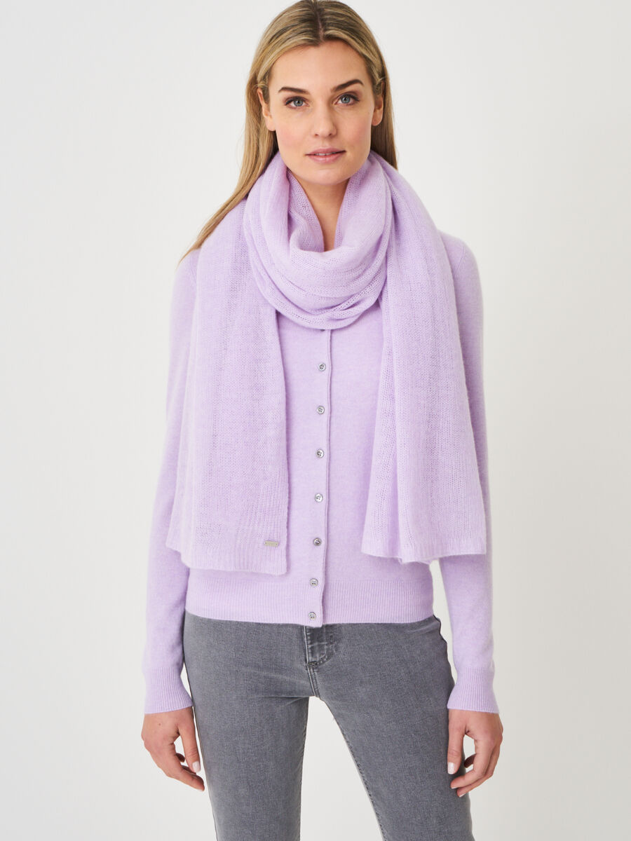 Loose knit organic cashmere scarf with rib details image number 167