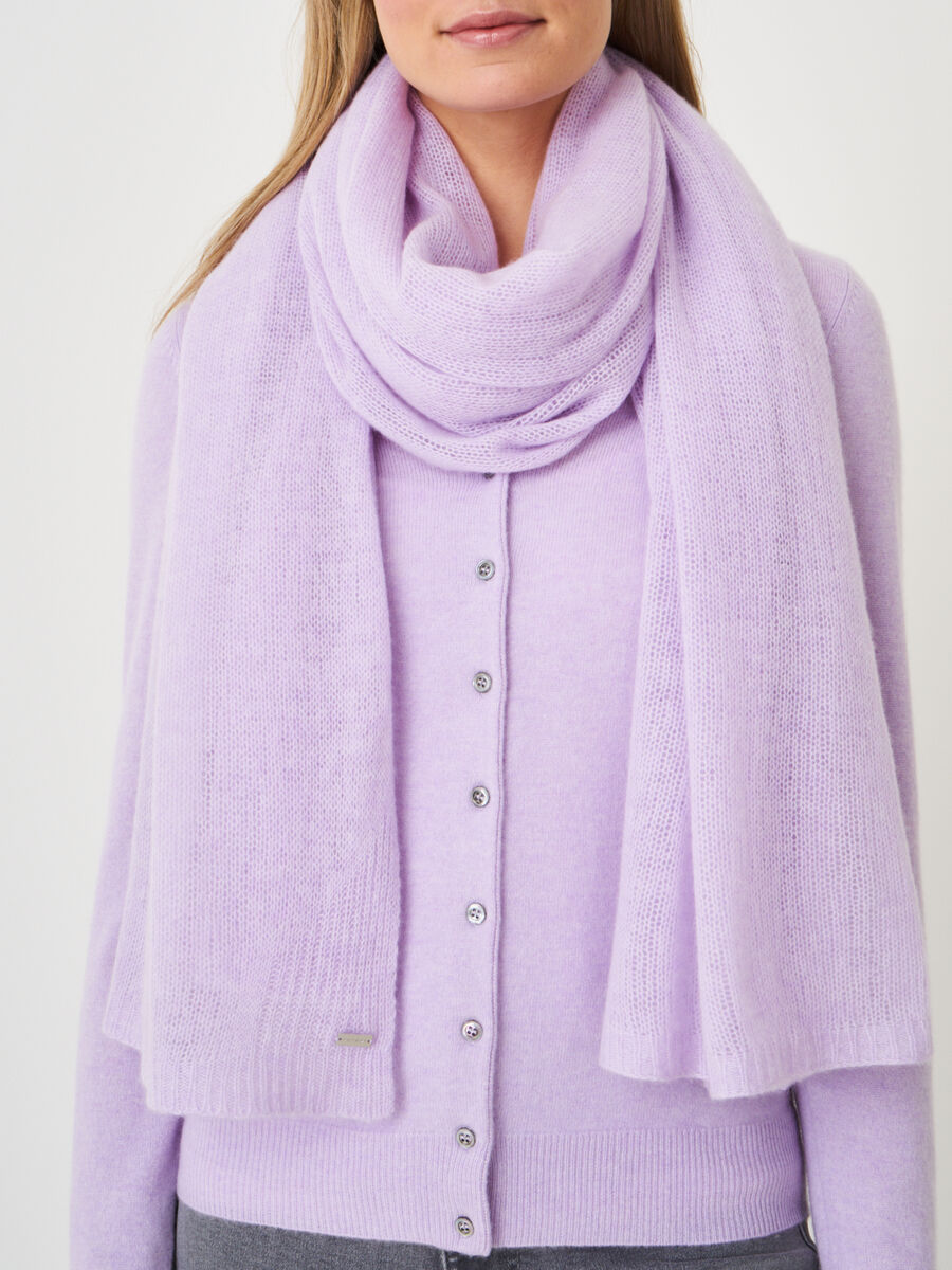 Loose knit organic cashmere scarf with rib details image number 169