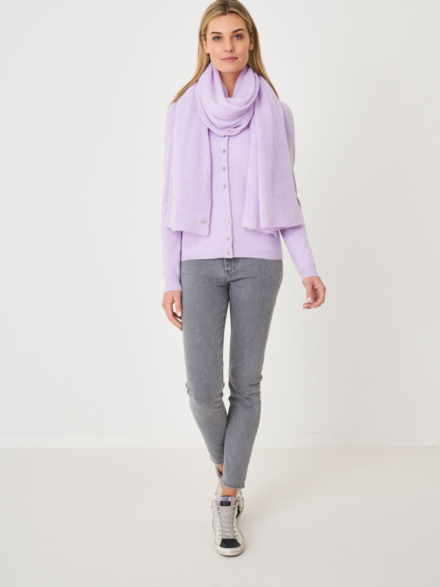 Loose knit organic cashmere scarf with rib details image number 170